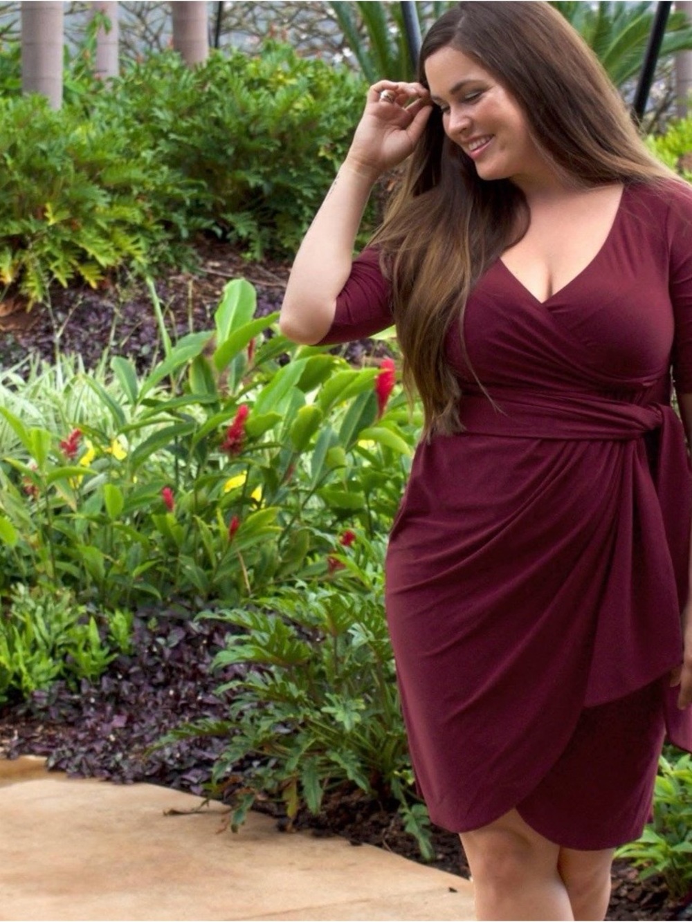 Kiyonna Harlow Burgundy Wrap Dress Woman’s Plus Size 1X (14-16)
